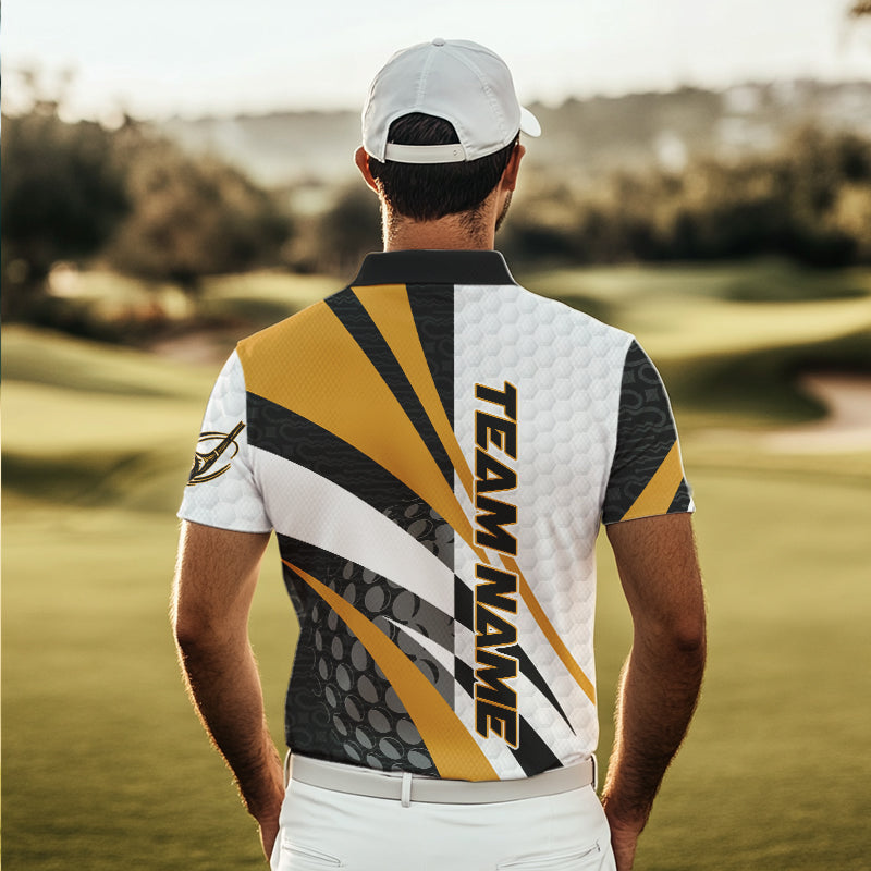 Black and White Men golf polo shirts Customize name golf attire for team | Yellow NQS9528