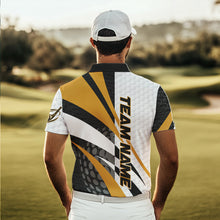 Load image into Gallery viewer, Black and White Men golf polo shirts Customize name golf attire for team | Yellow NQS9528