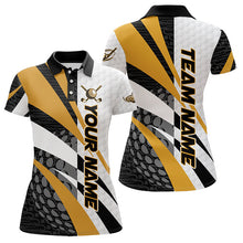 Load image into Gallery viewer, Black and White Women golf polo shirts Customize name golf attire for team | Yellow NQS9528