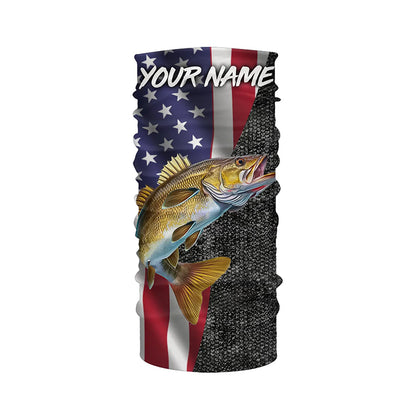 American Flag Walleye Fishing Custom long sleeve performance Fishing Shirts, Walleye Fishing jerseys NQS4925
