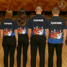 Load image into Gallery viewer, Black and Blue Camo Funny Dragon Bowling Polo, 1/4 Zip Shirts For Men Custom Bowling Team Jerseys NQS11741