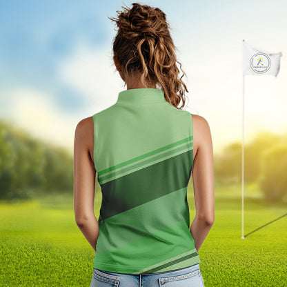 Green Women sleeveless golf polo shirts custom name ladies golf tops, unique gift for the golfers NQS9970