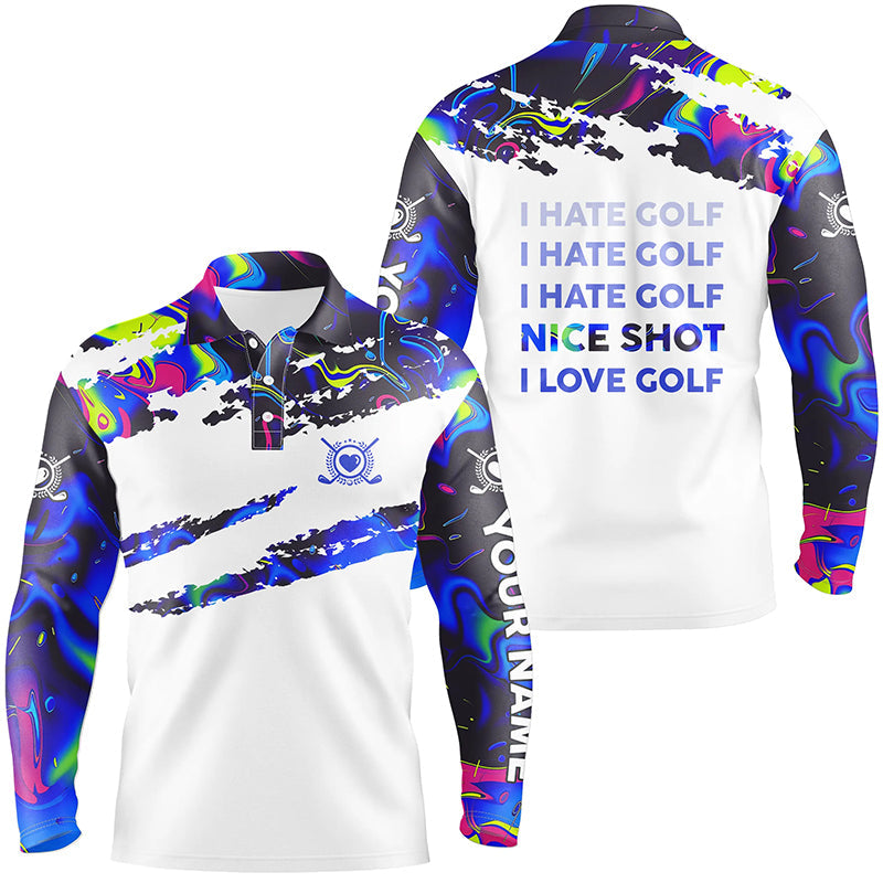 Funny Mens golf polo shirts I hate golf nice shot I love golf custom camo mens golf clothing NQS7822