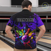 Load image into Gallery viewer, Colorful bowling jerseys Polo, 1/4 Zip Shirt for Men Custom Bowling Team shirts for bowler | Purple NQS8258