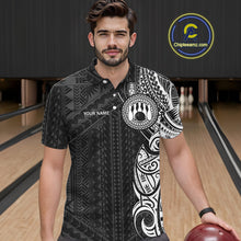 Load image into Gallery viewer, Black and White Tribal pattern Men Bowling Shirt Custom Bowling outfit men Team bowling league jersey NQS10648