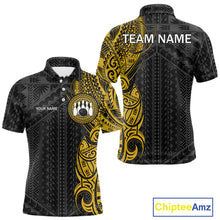 Load image into Gallery viewer, Black and Yellow Tribal pattern Men Bowling Shirt Custom Bowling outfit men Team bowling jersey NQS10650