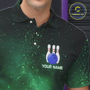 Funny Flamingo Team bowling shirts for Men custom Green Galaxy pattern bowling jerseys for bowlers NQS10884