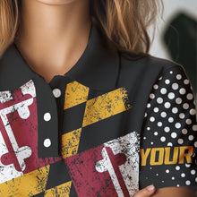 Load image into Gallery viewer, Personalized golf polo shirts for Women Vintage Maryland Flag Custom patriotic golf tops for ladies NQS9537