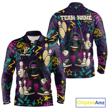 Load image into Gallery viewer, Funny Bowling shirts for Men custom purple graffiti pattern bowling team jerseys, gift for bowlers NQS10271