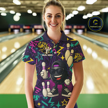 Load image into Gallery viewer, Funny Bowling shirts for Women custom purple graffiti pattern bowling team jerseys, gift for bowlers NQS10271