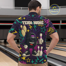 Load image into Gallery viewer, Funny Bowling shirts for Men custom purple graffiti pattern bowling team jerseys, gift for bowlers NQS10271
