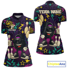 Load image into Gallery viewer, Funny Bowling shirts for Women custom purple graffiti pattern bowling team jerseys, gift for bowlers NQS10271