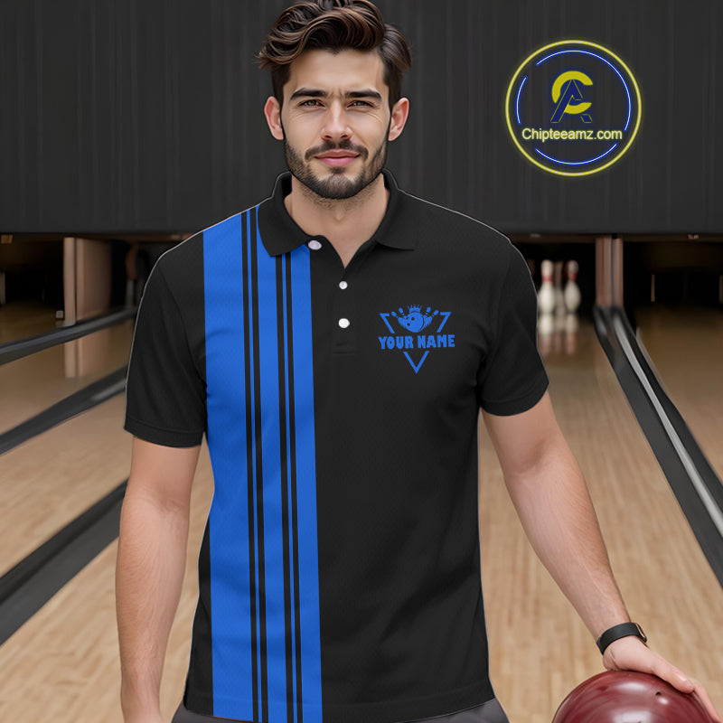 Black and Blue retro Bowling shirts for men custom Today's forecast bowling with a chance of cussing NQS10453