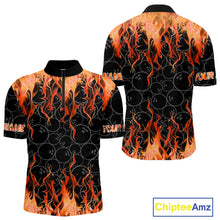 Load image into Gallery viewer, Black and Orange Flame camo Men bowling shirts Custom Flame Bowling Shirt Team Bowling Jersey NQS10667