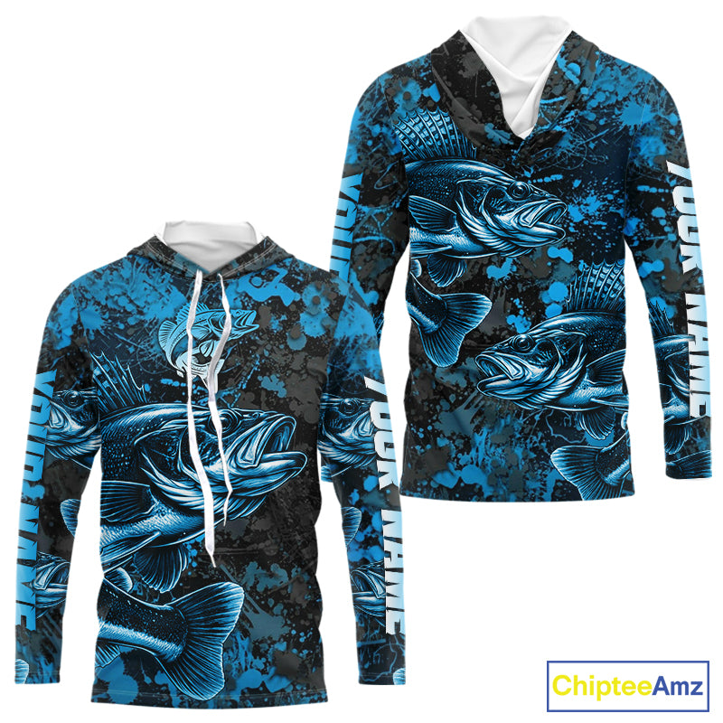 Blue Camo Walleye Fishing Shirts Custom performance fishing apparel, walleye fishing jerseys NQS11061
