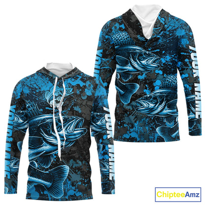 Blue Camo Walleye Fishing Shirts Custom performance fishing apparel, walleye fishing jerseys NQS11061