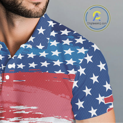 Personalized Red, White and Blue American Flag Men golf polo shirts Custom patriotic mens golf wear NQS9550