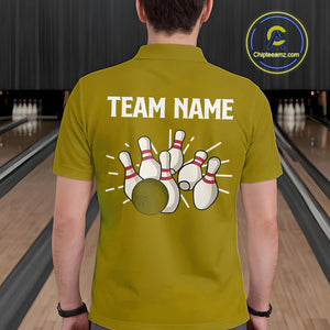 Retro Yellow argyle pattern Bowling shirts For Men custom bowling team jerseys Bowler Outfits NQS10277