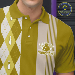 Retro Yellow argyle pattern Bowling shirts For Men custom bowling team jerseys Bowler Outfits NQS10277