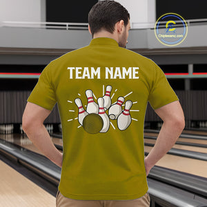 Retro Yellow argyle pattern Bowling shirts For Men custom bowling team jerseys Bowler Outfits NQS10277
