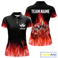 Load image into Gallery viewer, Personalized Women Bowling Shirt Red flame Bowling Ball Pins Team bowling jerseys for ladies Bowler NQS10473