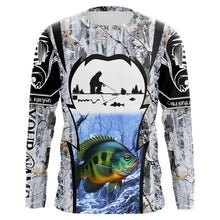 Load image into Gallery viewer, Bluegill ice fishing Winter camo custom unisex Long sleeve fishing shirt, Ice fishing Bluegill jersey NQS9193