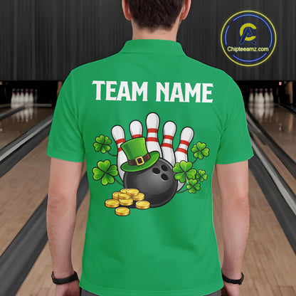 Retro Green argyle pattern shamrock Bowling shirts For Men custom St Patrick Day bowling team jersey NQS11667