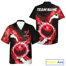 Load image into Gallery viewer, Red Flame Fire Bowling Hawaiian Shirt Custom Bowling Team Jersey Bowling Button-up Shirts NQS11751