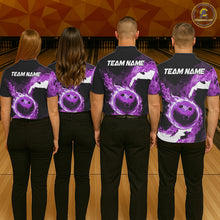 Load image into Gallery viewer, Purple Flame Fire Bowling Shirts for Women Custom Bowling Team Jersey Bowling Polo &amp; 1/4-Zip Shirts NQS11753