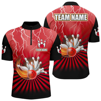 Mens Bowling Shirts Custom lightning storm vintage Bowling Team Jersey, gift for Bowlers | Red NQS8282