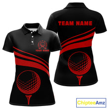 Load image into Gallery viewer, Personalized polo golf shirts for women custom black and red ladies golf shirts team golf jersey NQS11075