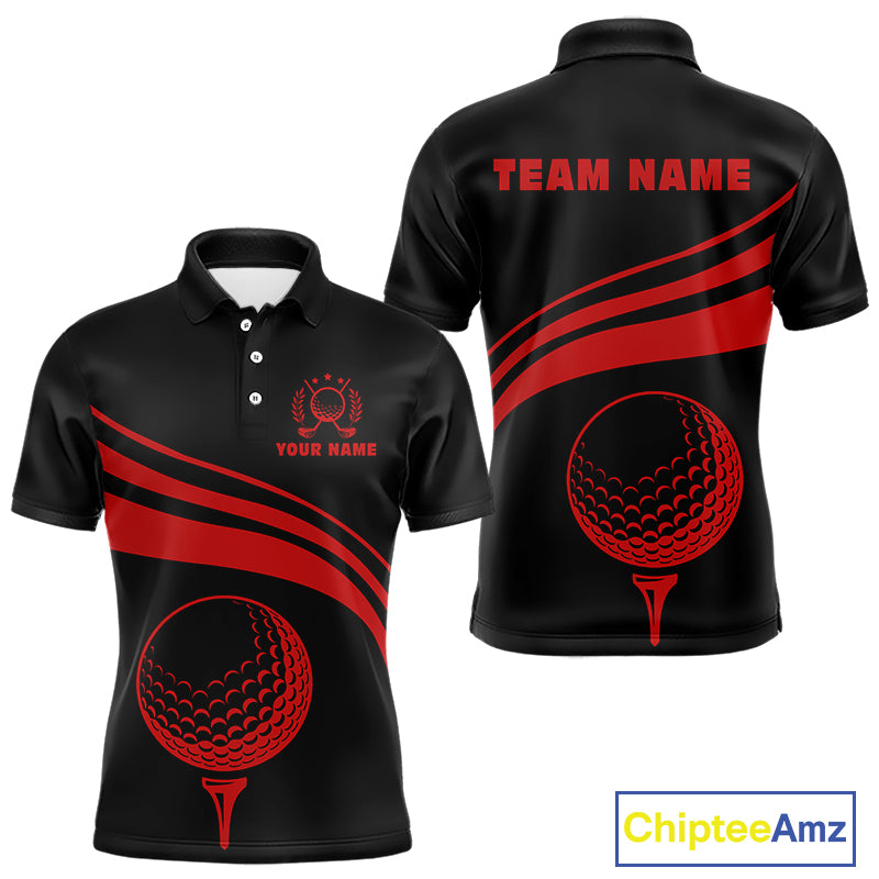Personalized polo golf shirts for men custom black and red mens golf shirts team golf jersey NQS11075