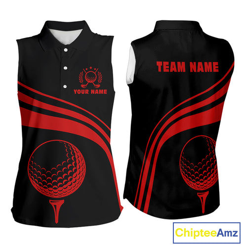 Personalized sleeveless polo golf shirts for women custom black and red golf shirts team golf jersey NQS11075