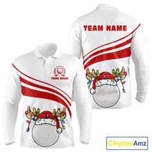 Load image into Gallery viewer, Personalized Christmas polo golf shirts for men custom white and red mens golf wear team golf jersey NQS11076