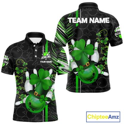 Black and Green Camo Bowling shirts for Men Custom St Patrick Shamrock Lucky Team bowling Jersey NQS11671