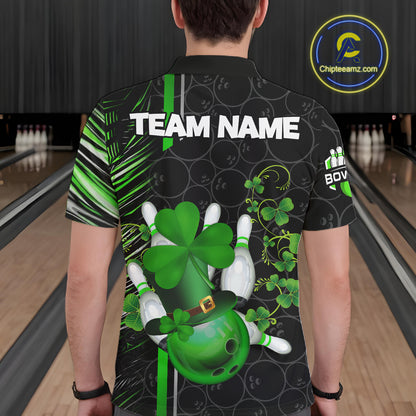 Black and Green Camo Bowling shirts for Men Custom St Patrick Shamrock Lucky Team bowling Jersey NQS11671