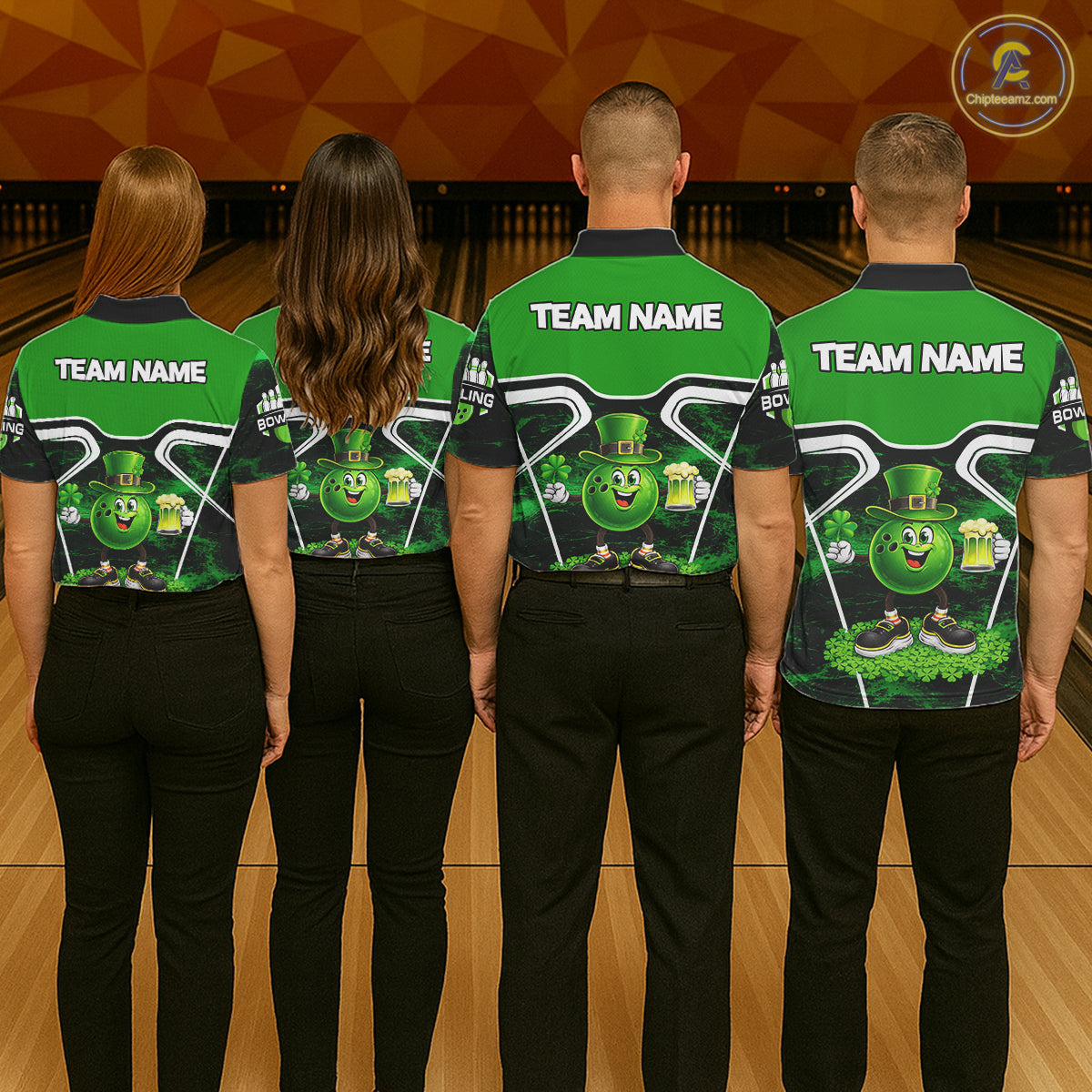 Funny Bowling and Beer Green Shamrock Bowling shirts for Men Custom St Patrick Team bowling Jerseys NQS11672