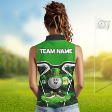 Load image into Gallery viewer, Funny Golf and Beer Green Shamrock Sleeveless Golf shirt Custom St Patrick Team Ladies Golf Jerseys NQS11673