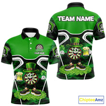 Load image into Gallery viewer, Funny Dart and Beer Green Shamrock  Men Dart Shirts Custom St Patrick Team Mens Dart Jerseys NQS11674