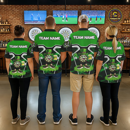 Funny Dart and Beer Green Shamrock Women Dart Shirts Custom St Patrick Team Ladies Dart Jerseys NQS11674