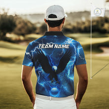 Load image into Gallery viewer, Blue Lightning Thunder Eagle Golf Polo Shirts For Men custom mens golf top, team golf shirts NQS10906