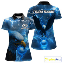 Load image into Gallery viewer, Blue Lightning Thunder Eagle Golf Polo Shirts For Women custom ladies golf top, team golf shirts NQS10906