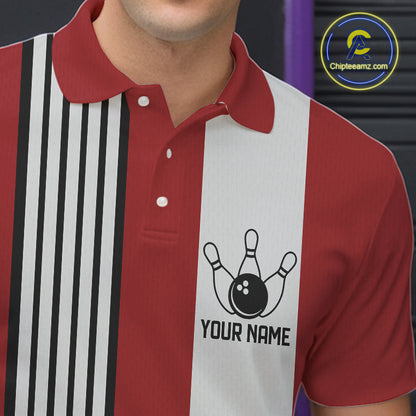 Retro Black and red stripe Bowling shirts For Men custom bowling team jerseys Bowler Outfits NQS11096