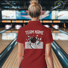 Load image into Gallery viewer, Retro Black and red stripe Bowling shirts For Women custom bowling team jerseys Bowler Outfits NQS11096