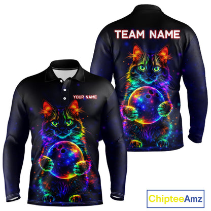 Neon Cat Bowling Jerseys for Men Custom Team Bowling Apparel, best bowling shirts NQS11516