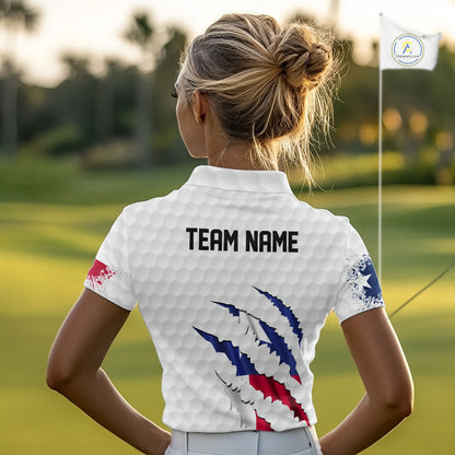 Personalized Texas Flag Women golf polo shirts, Custom Patriotic Golf Team Shirts For ladies NQS10156