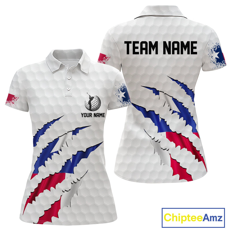 Personalized Texas Flag Women golf polo shirts, Custom Patriotic Golf Team Shirts For ladies NQS10156