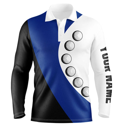 Black and white golf ball Men golf polo shirts custom golf shirts for men, gifts for golfer | Blue NQS8092
