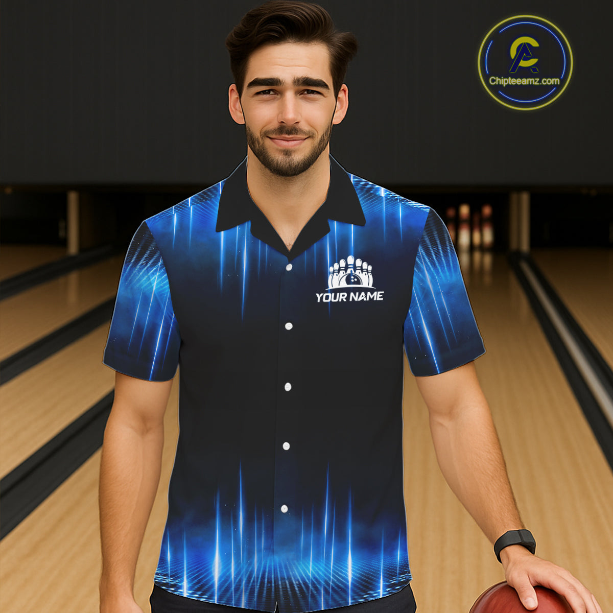 Black and Blue Bowling Hawaiian Shirt Custom Bowling Team jersey, Gift For Bowler NQS11299