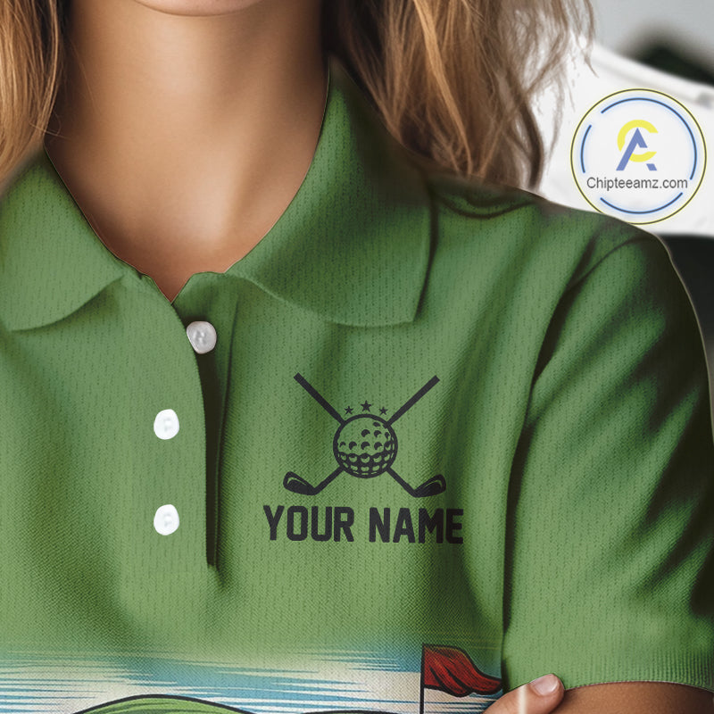 Funny Green frog Women's Golf polo shirts Custom golf outfit for ladies, personalized golf gifts NQS11300